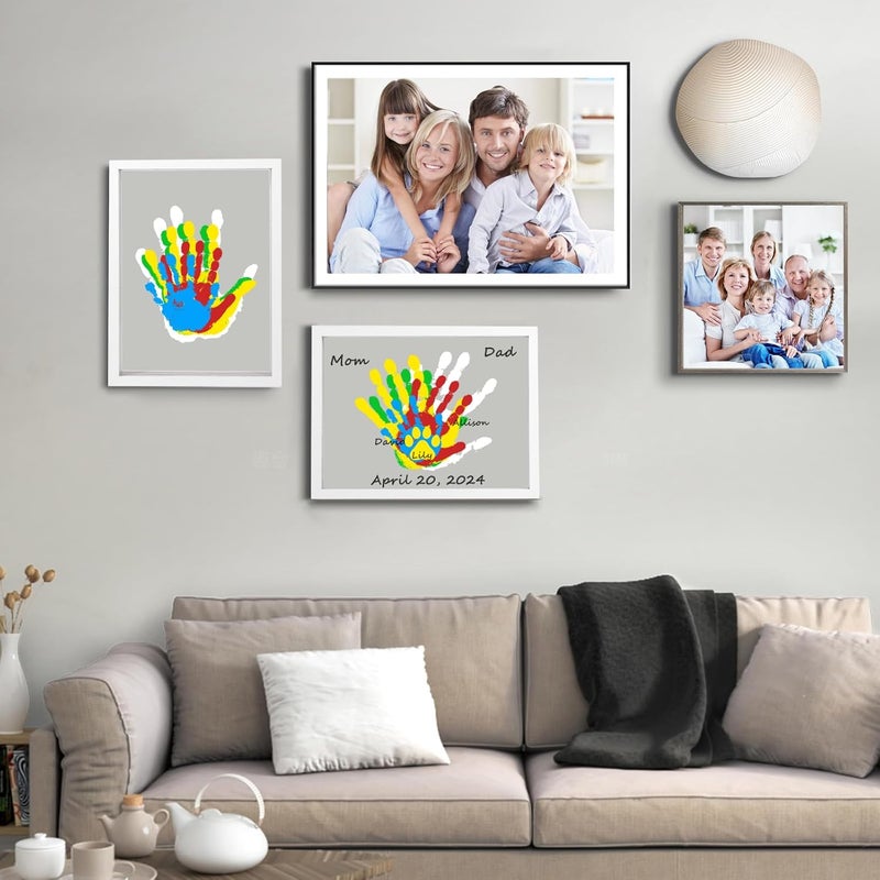 Bixinyo Family Handprint Kit with Light, Baby Hand and Footprint Keepsake Wooden Frame, Family Gifts for New Parents, Christmas, Mom & Baby, Grandparents, Adoption Gifts, 5 Non-Toxic Paints (White) - Image 5